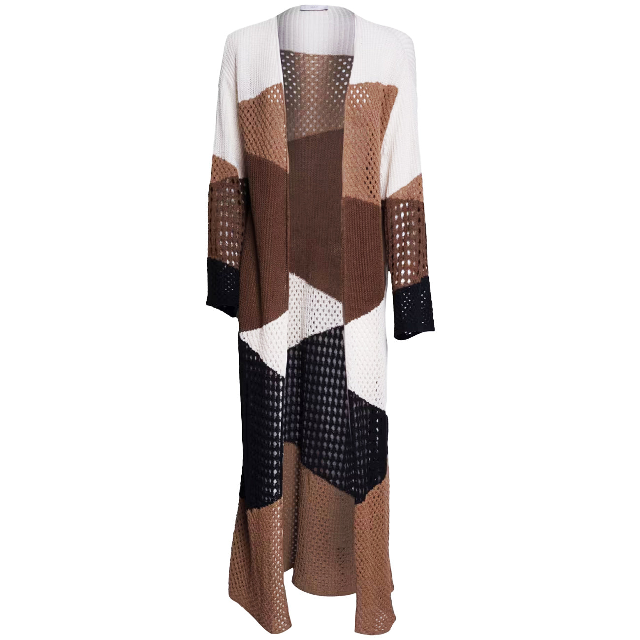 AKEP Maxi Kimono Manica Lunga A Rete MGKD13070 NERO 