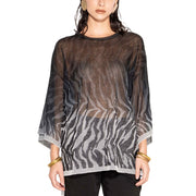 AKEP Maglia Con Stampa Sfumata Animalier MGKD13244 ECRU/NERO 