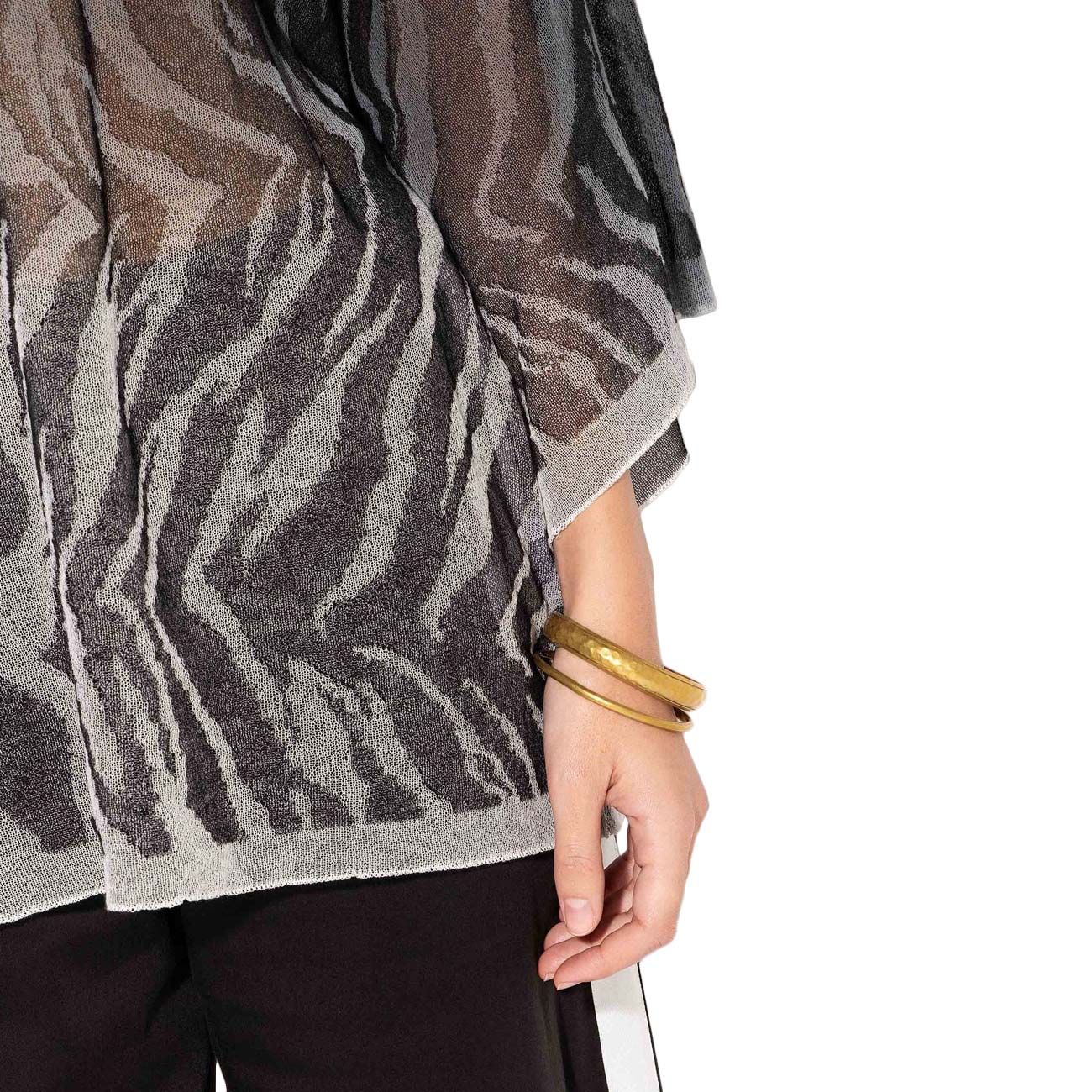 AKEP Maglia Con Stampa Sfumata Animalier MGKD13244 ECRU/NERO 