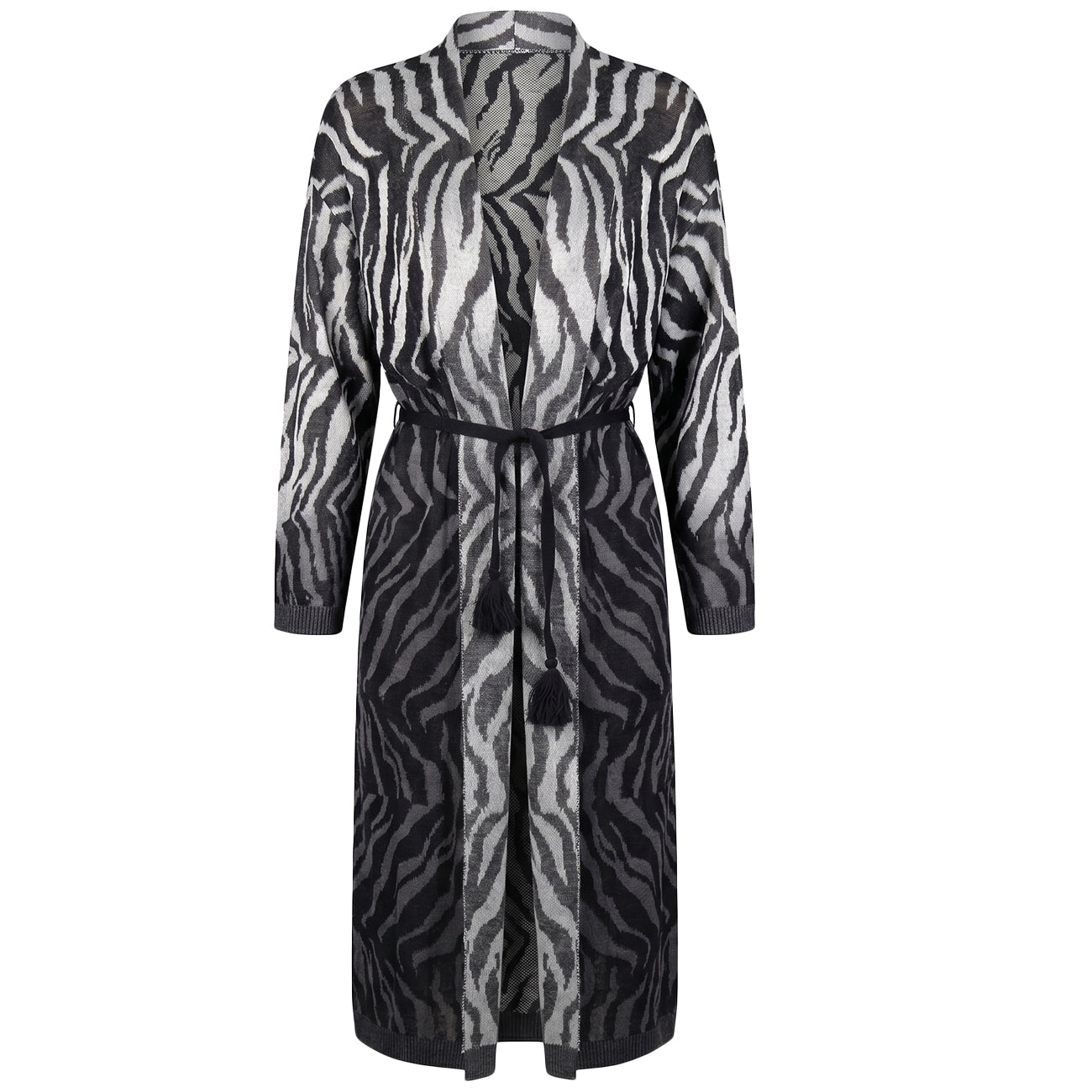 AKEP Cardigan Jacquard Shadow Animal MGKD13247 ECRU/NERO 