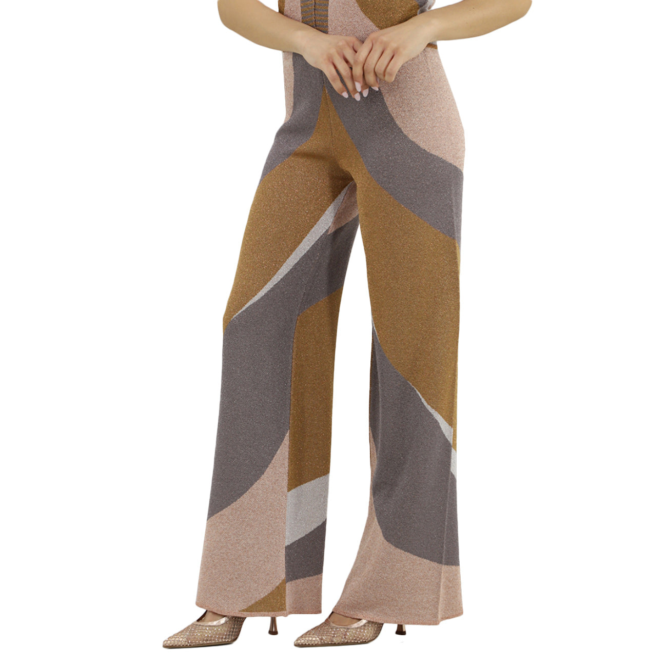 AKEP Pantaloni Jacquard Waves PTKD13017 MARRONE/GRIGIO 
