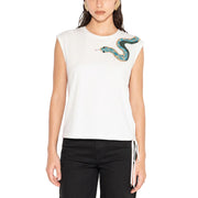 AKEP Top Smanicato Con Applicazione Paillettes TSKD13193 BIANCO 