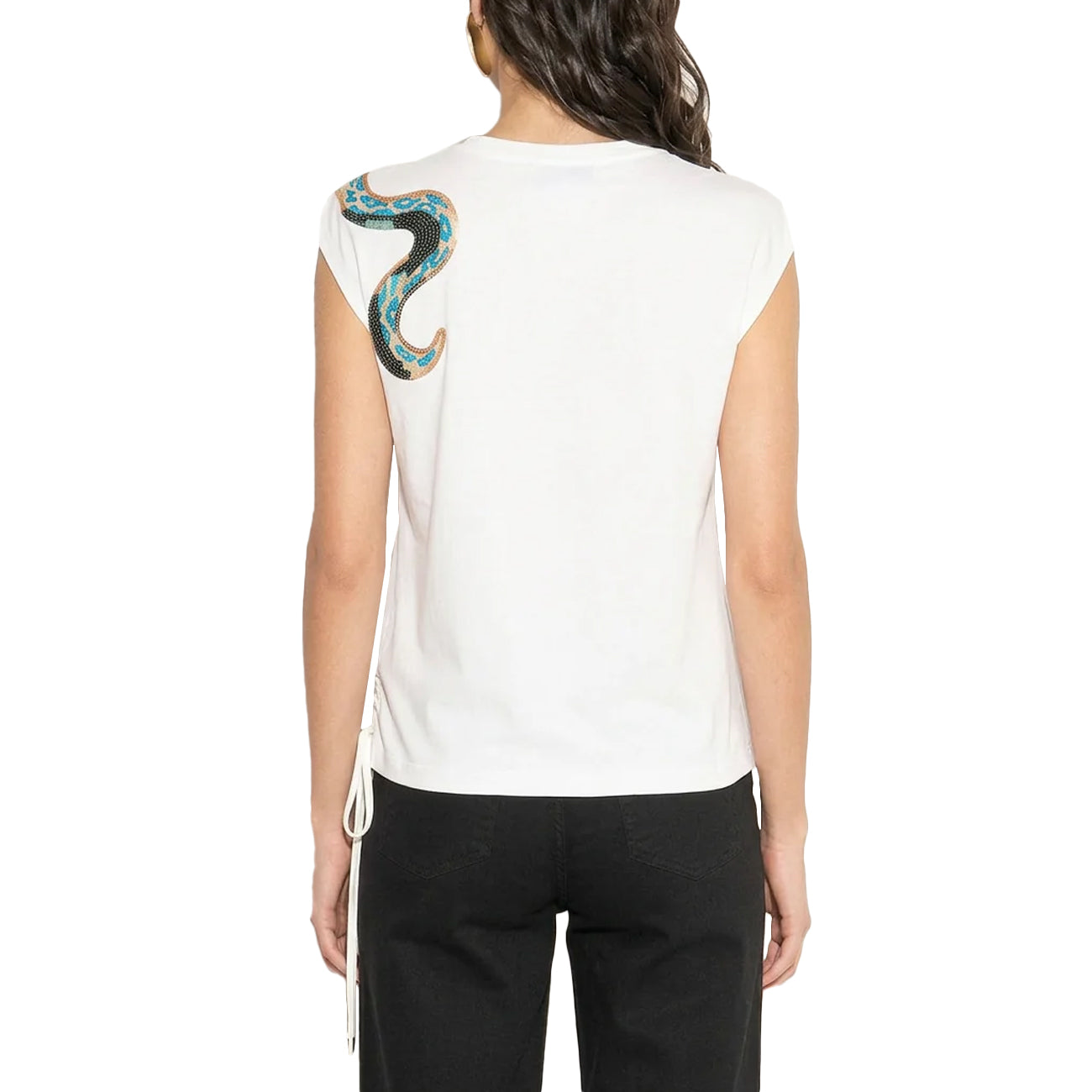 AKEP Top Smanicato Con Applicazione Paillettes TSKD13193 BIANCO 