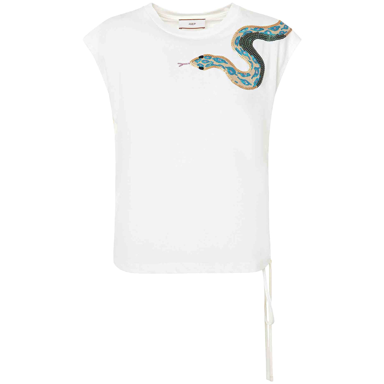 AKEP Top Smanicato Con Applicazione Paillettes TSKD13193 BIANCO 