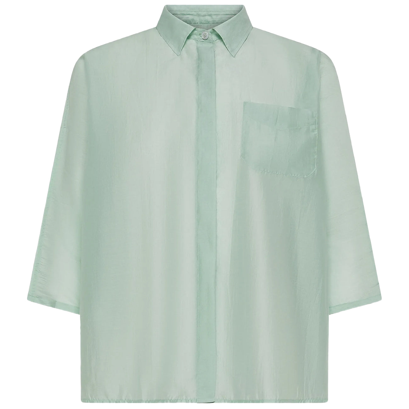 CRUNA CAMICIA CROPPED MANICA PIPISTRELLO MUSSOLA ELIDE2621 545 ACQUA 