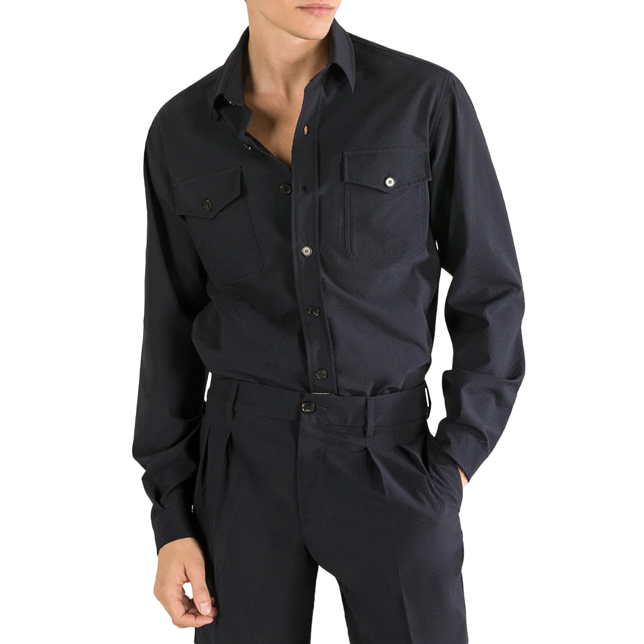 CRUNA Overshirt Con Bottoni E Tasche In Tessuto Traspirante OSAKA1722 511 NOTTE 