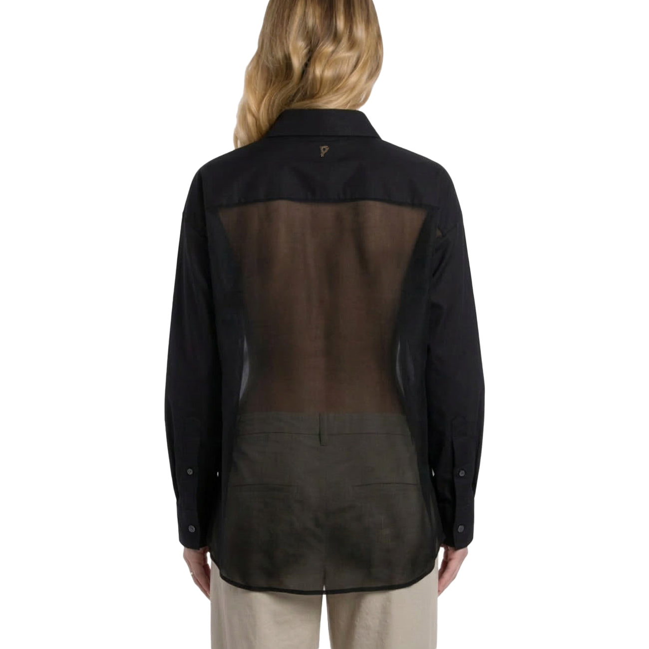 DONDUP Camicia Over In Gabardina Tinto Filo DC492 CF0200 XXX 999 NERO 