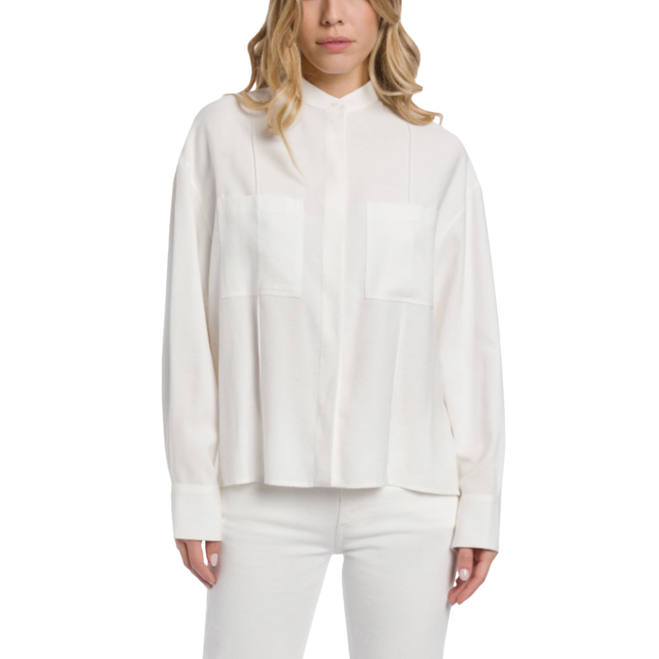 DONDUP Camicia Regular In Gabardina Di Viscosa DC493 IF0049D 001 LATTE 