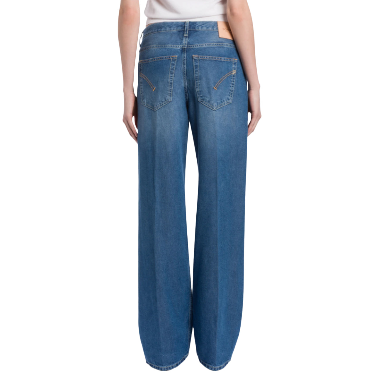 DONDUP Jeans Jacklyn Wide Leg In Denim Fisso Lyocell DP427 DF0266 LV9 800 BLU MEDIO 