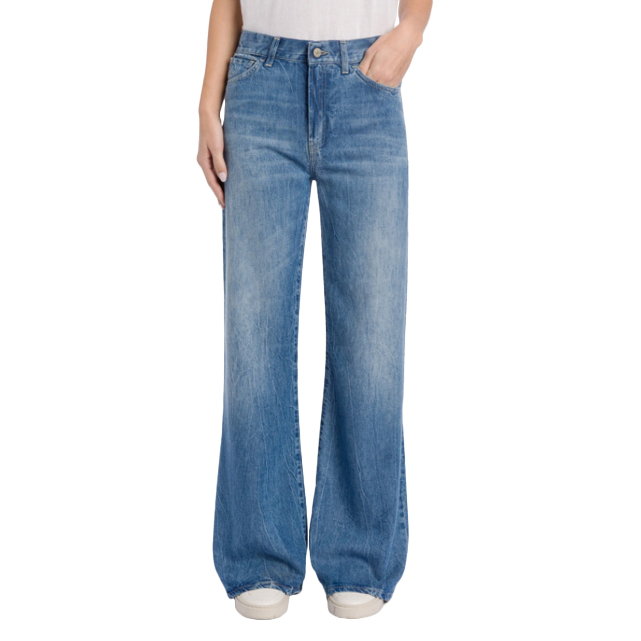DONDUP Jeans Amber Wide Leg In Denim Fisso Lyocell DP619 DF0266 MC3 800 BLU MEDIO 