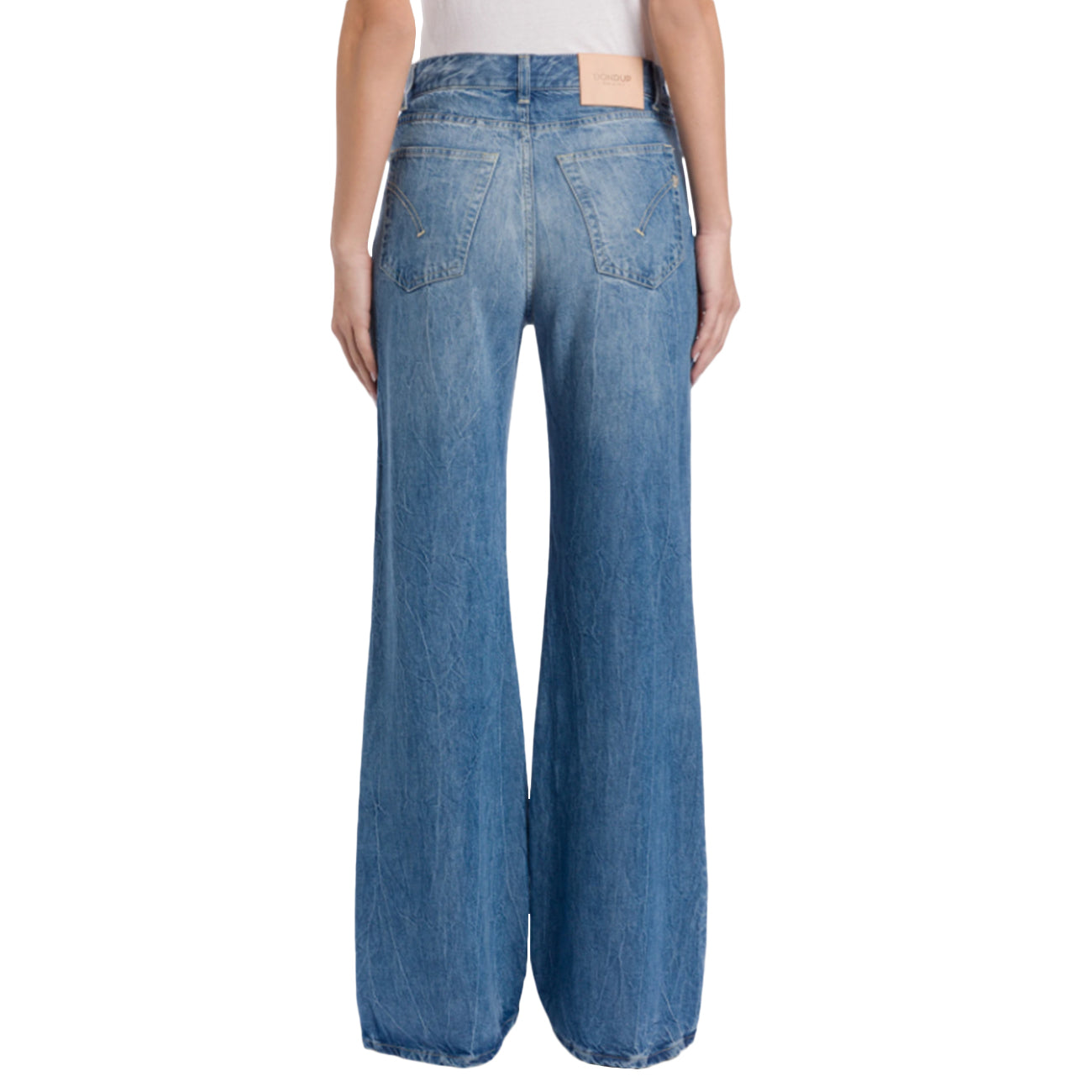 DONDUP Jeans Amber Wide Leg In Denim Fisso Lyocell DP619 DF0266 MC3 800 BLU MEDIO 