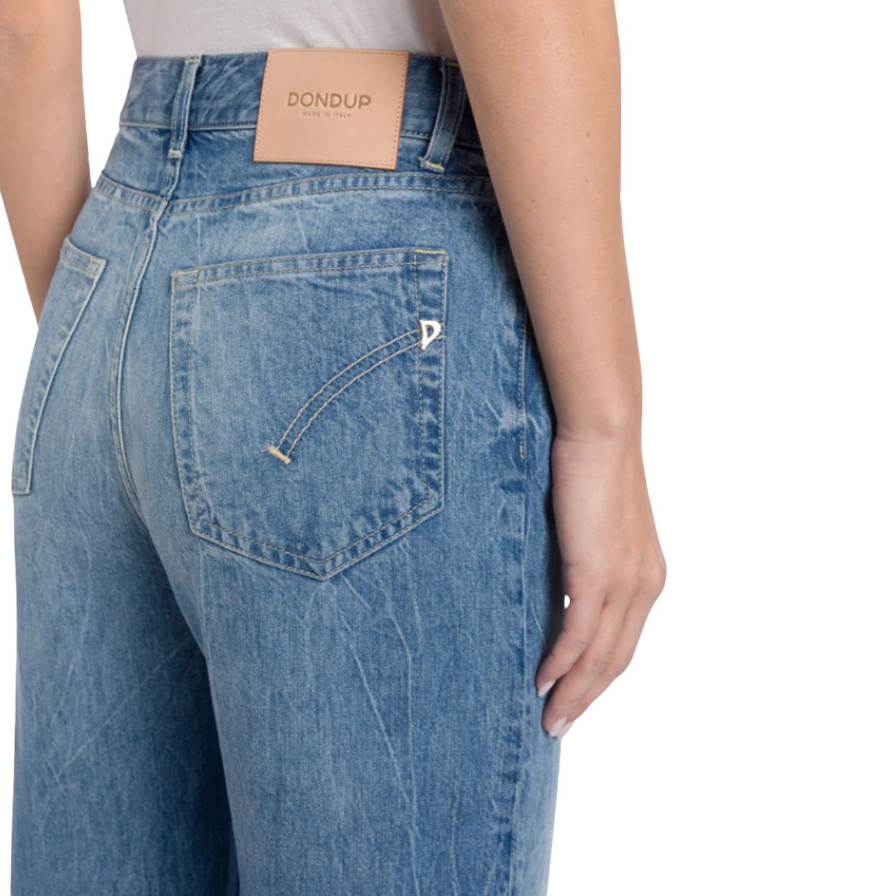 DONDUP Jeans Amber Wide Leg In Denim Fisso Lyocell DP619 DF0266 MC3 800 BLU MEDIO 