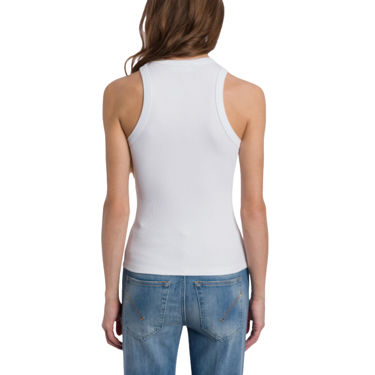 DONDUP Canotta Girocollo Slim In Costina Di Cotone DS071 JS0314 XXX 000 BIANCO 