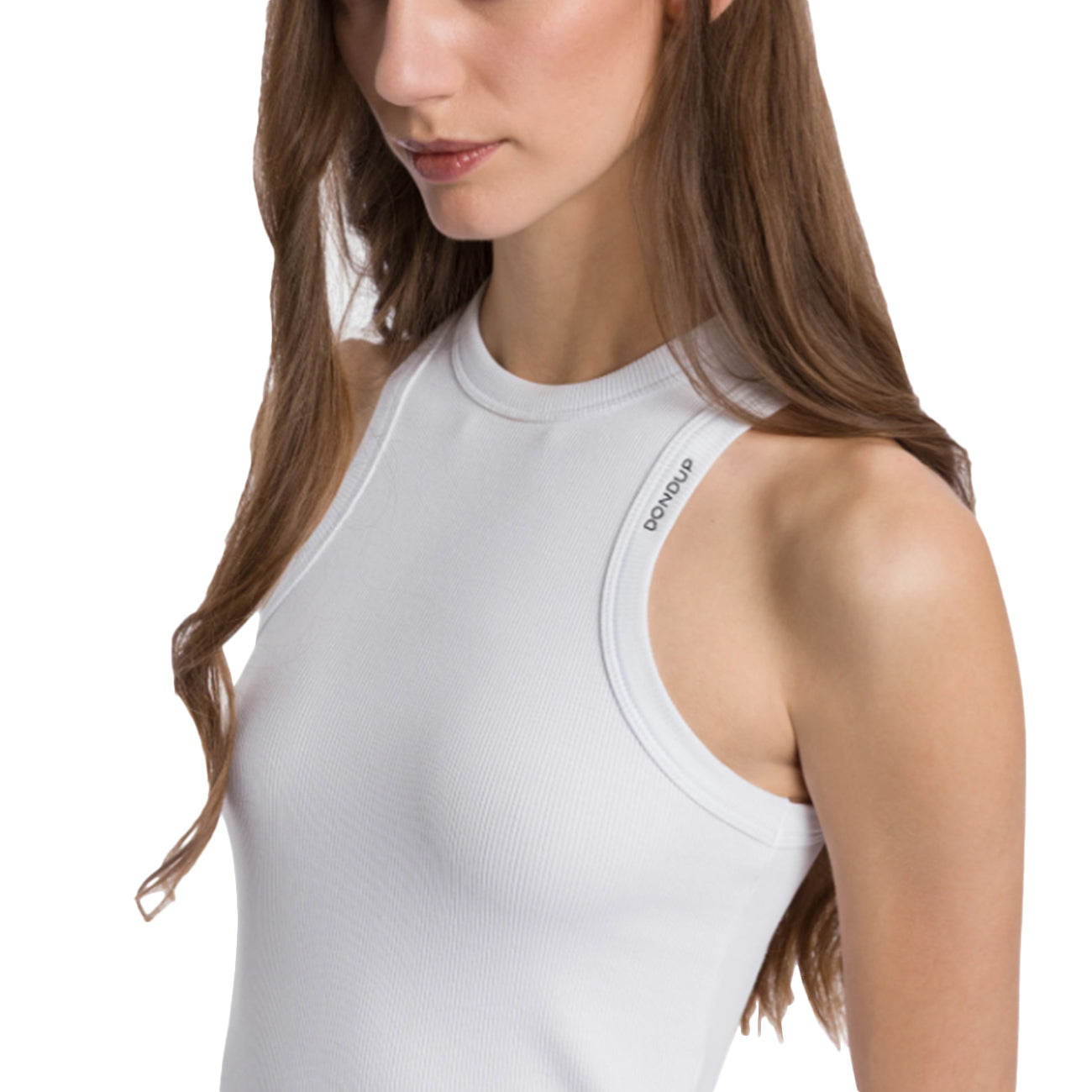 DONDUP Canotta Girocollo Slim In Costina Di Cotone DS071 JS0314 XXX 000 BIANCO 