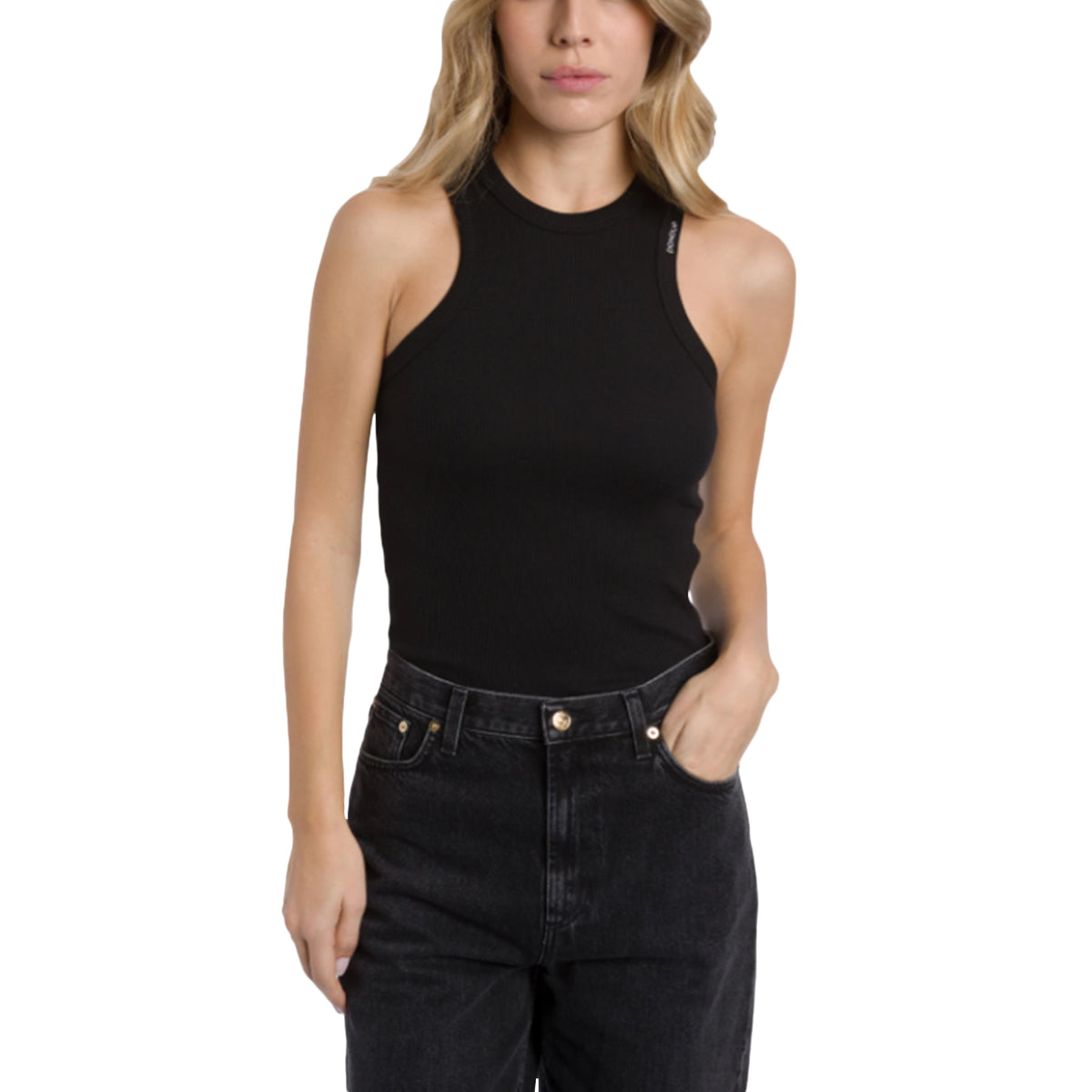 DONDUP Canotta Girocollo Slim In Costina Di Cotone DS071 JS0314 XXX 999 NERO 
