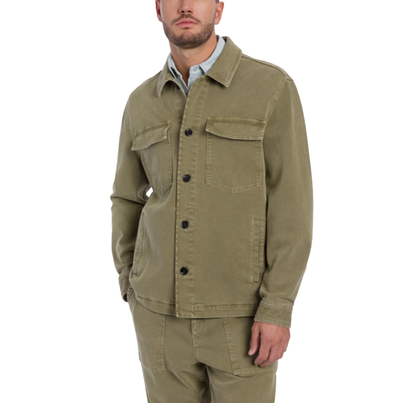 DONDUP Giacca Regular In Bull Stretch JU015_BSE037X_K12 637 VERDE MILITARE 