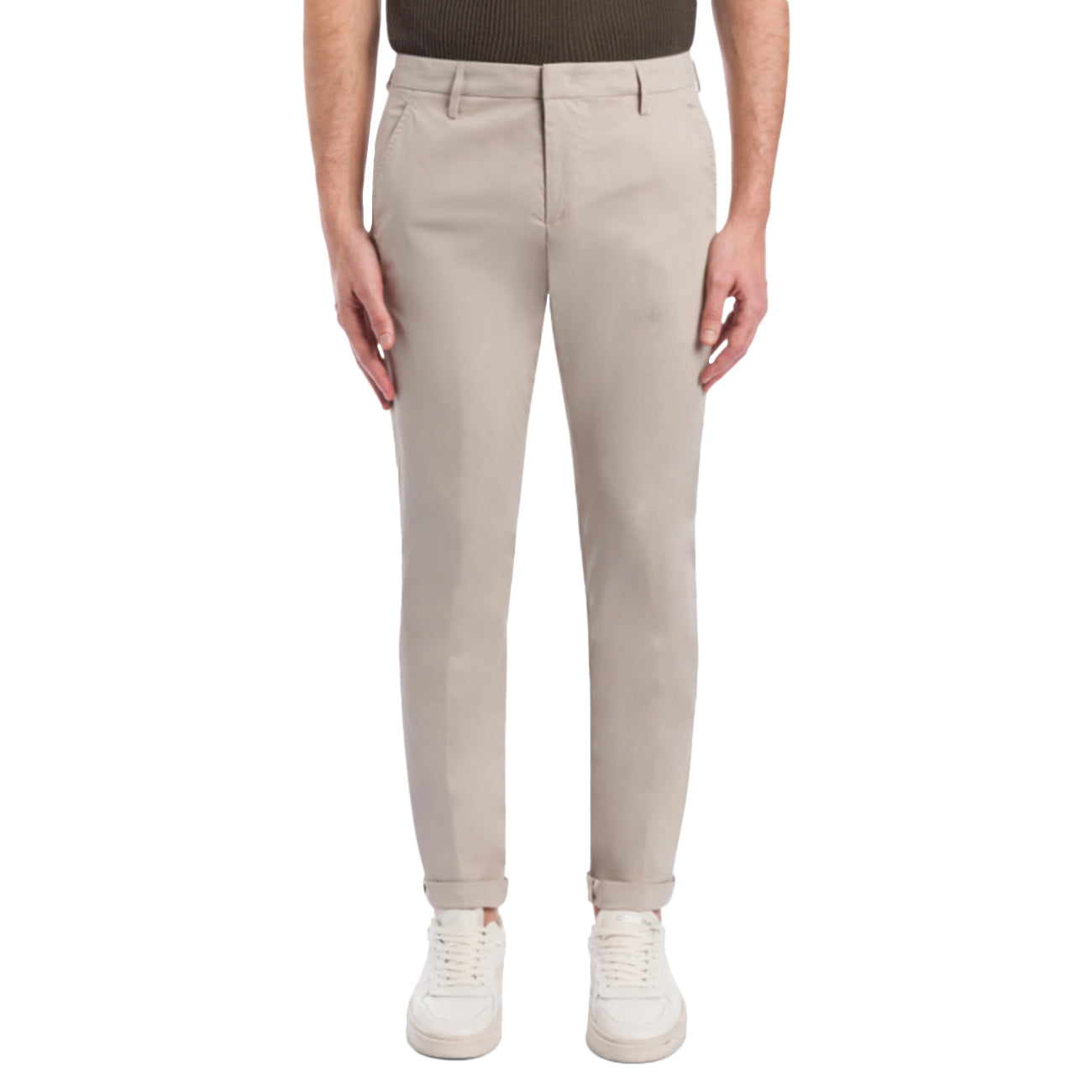 DONDUP Pantaloni Gaubert Slim In Popeline Cotone E Nylon UP235_PS0020U_002 010 LIEVITO 