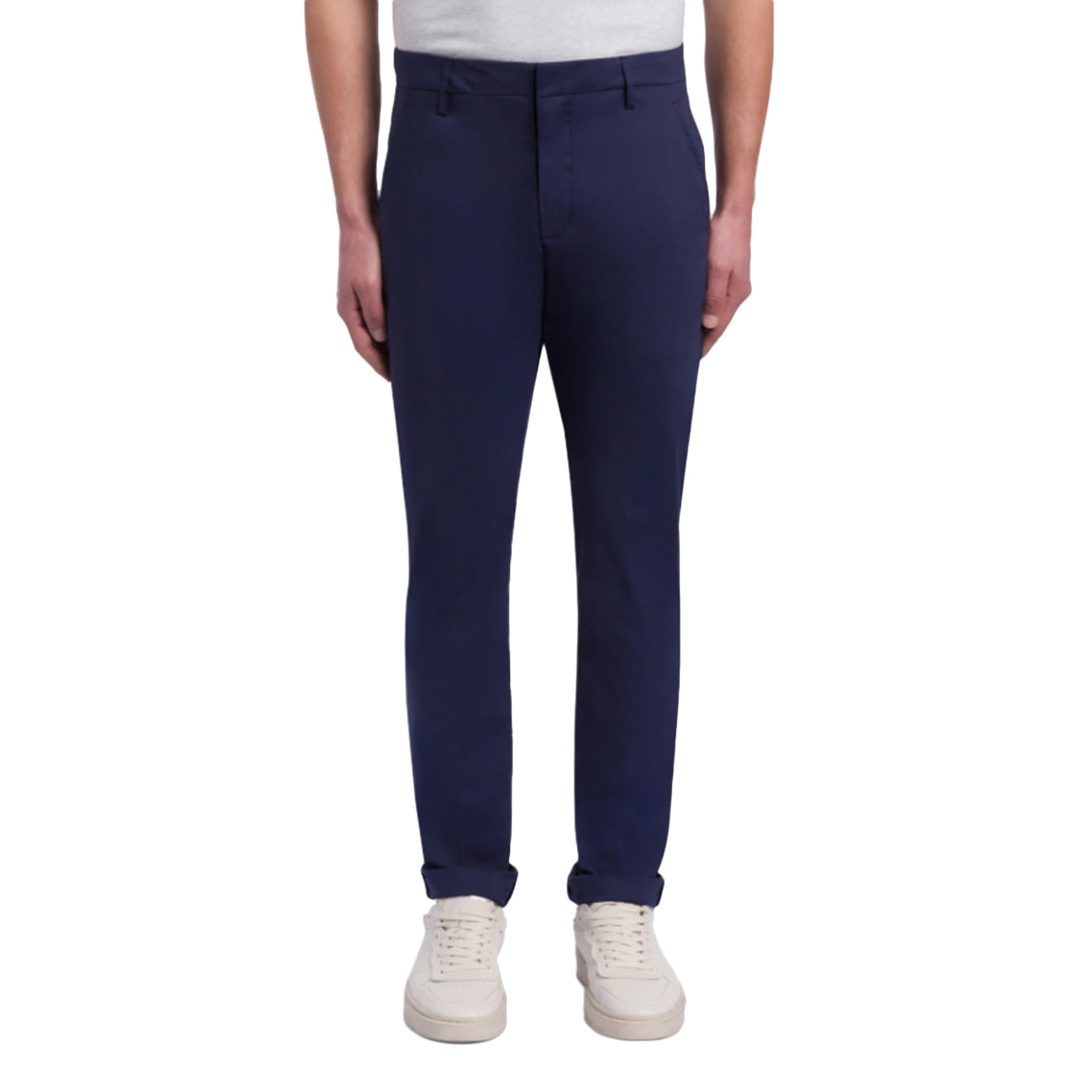 DONDUP Pantaloni Gaubert Slim In Popeline Cotone E Nylon UP235_PS0020U_002 866 BLU APERTO 