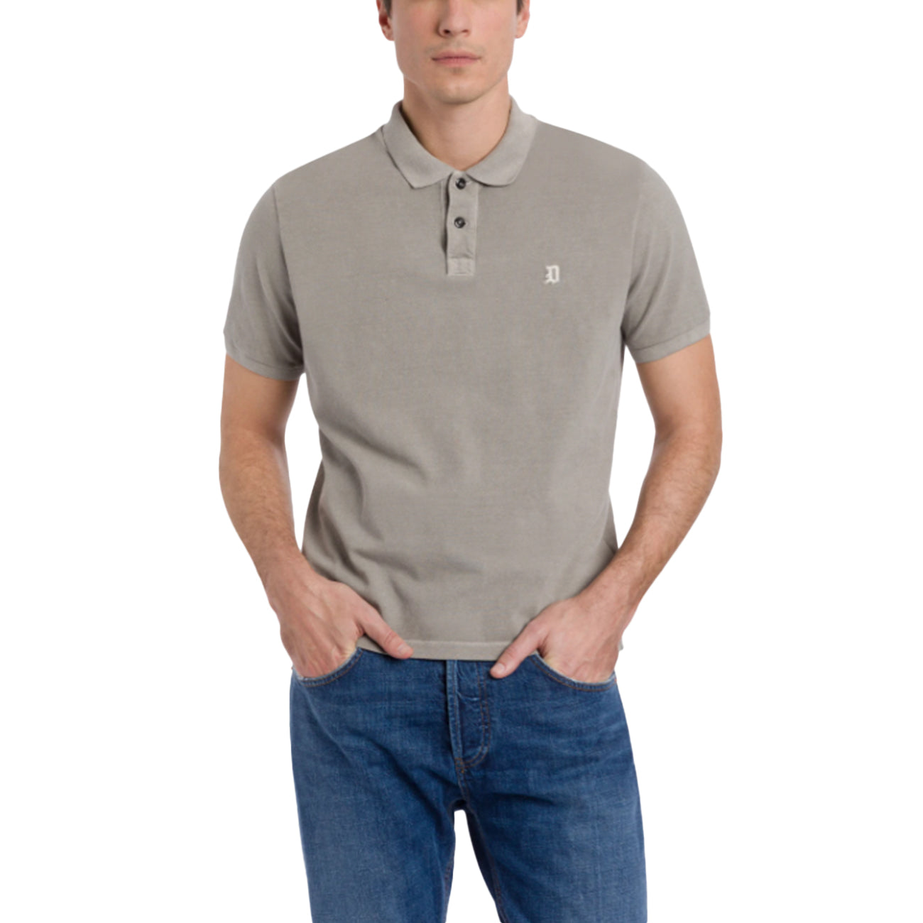 DONDUP Polo Regular In Cotone Piquet US302_JF0315M_PTO 021 CRISTALLO 