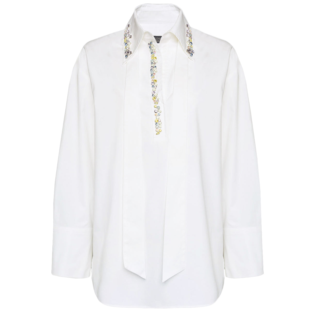 ELENA MIRO' Camicia In Popeline Con Cristalli 2040Z000020N 011 OFF-WHITE 