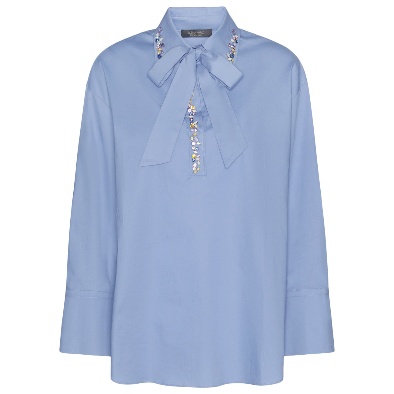 ELENA MIRO' Camicia In Popeline Con Cristalli 2040Z000020N 0F4 PERVINCA 