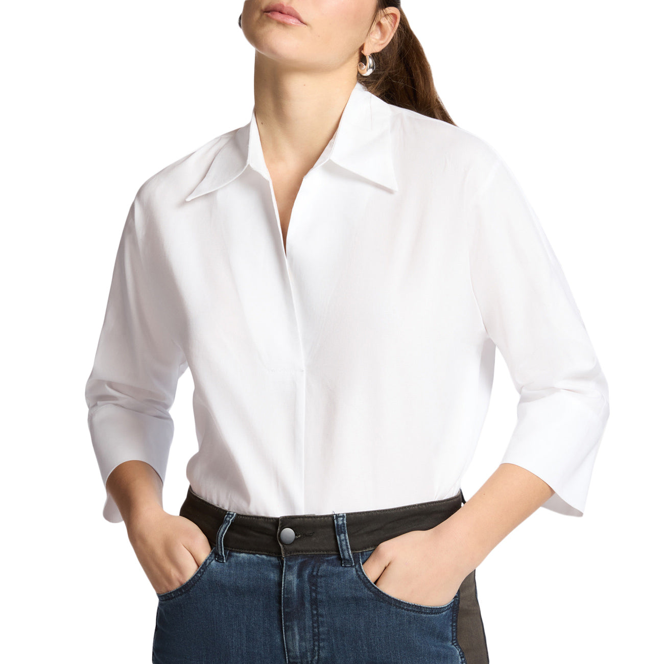 ELENA MIRO' Camicia In Popeline Maniche Tre Quarti 2043Z100037N 001 BIANCO 