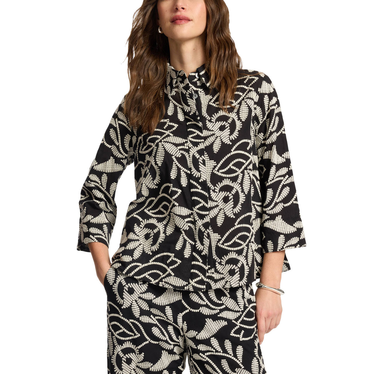ELENA MIRO' Camicia In Cotone Ricamato 5012P000321N 01 NERO 
