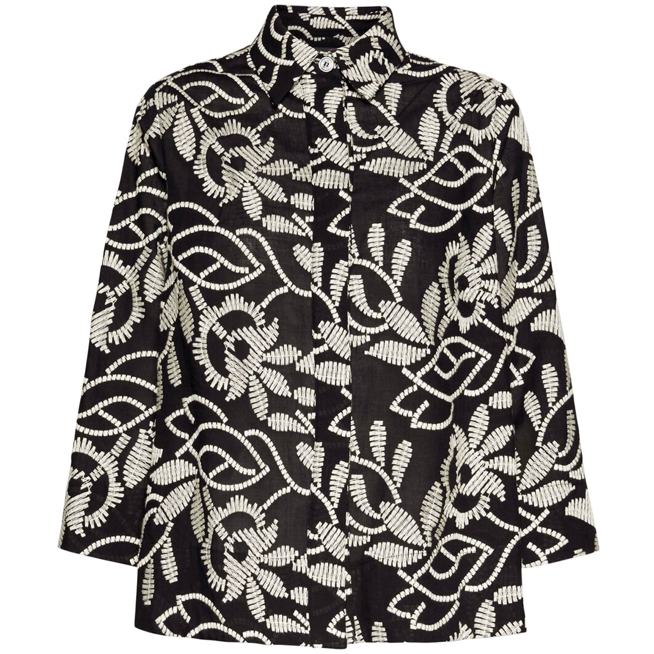ELENA MIRO' Camicia In Cotone Ricamato 5012P000321N 01 NERO 
