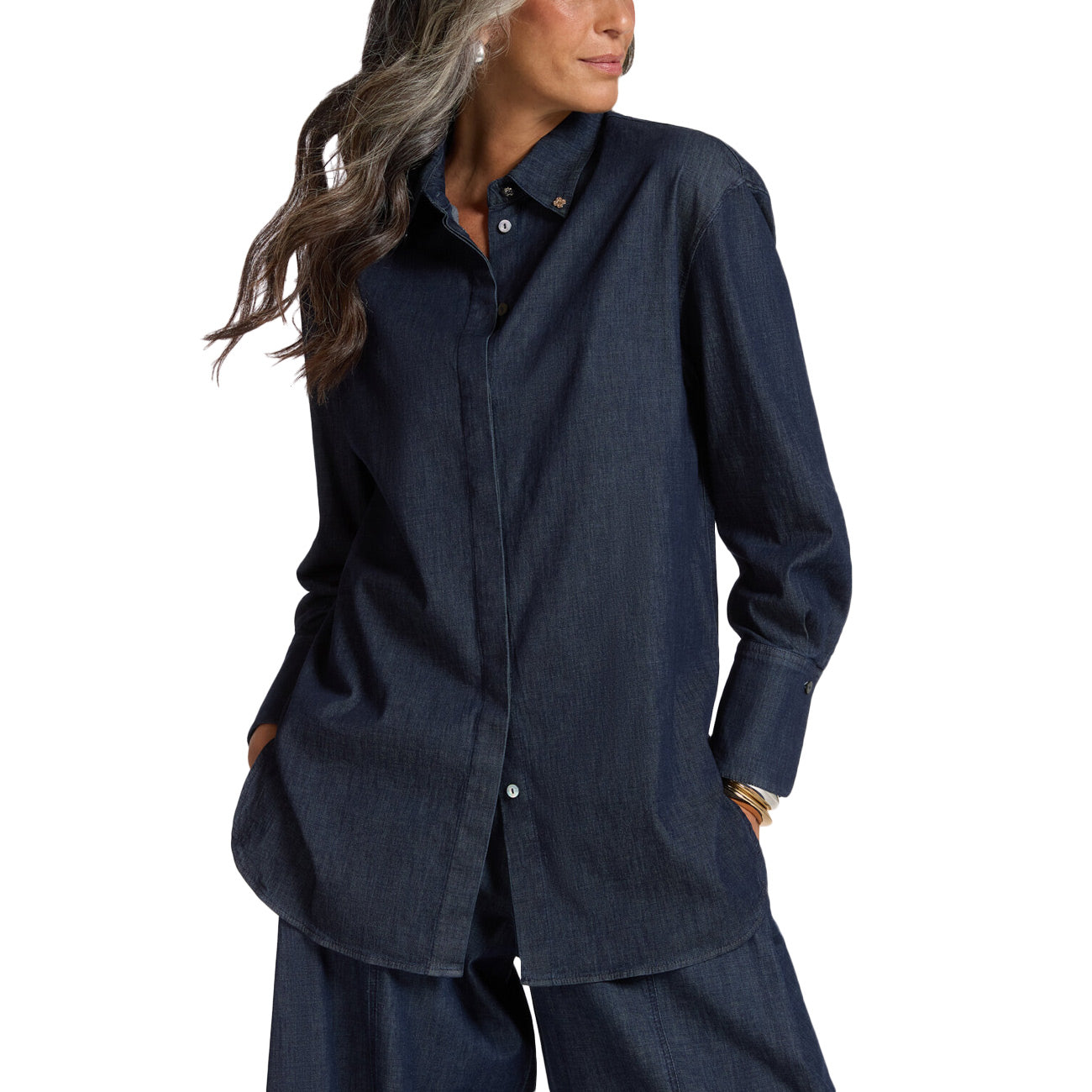 ELENA MIRO' Camicia In Chambray 5410P000265N 034 BLU 