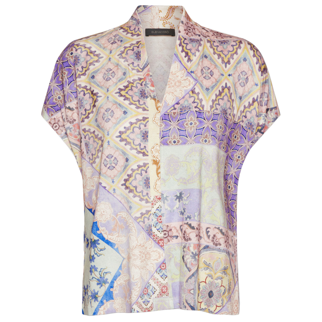 ELENA MIRO' T-shirt Stampata In Viscosa G098Z000619N 001 ROSA/LILLA/BEIGE 