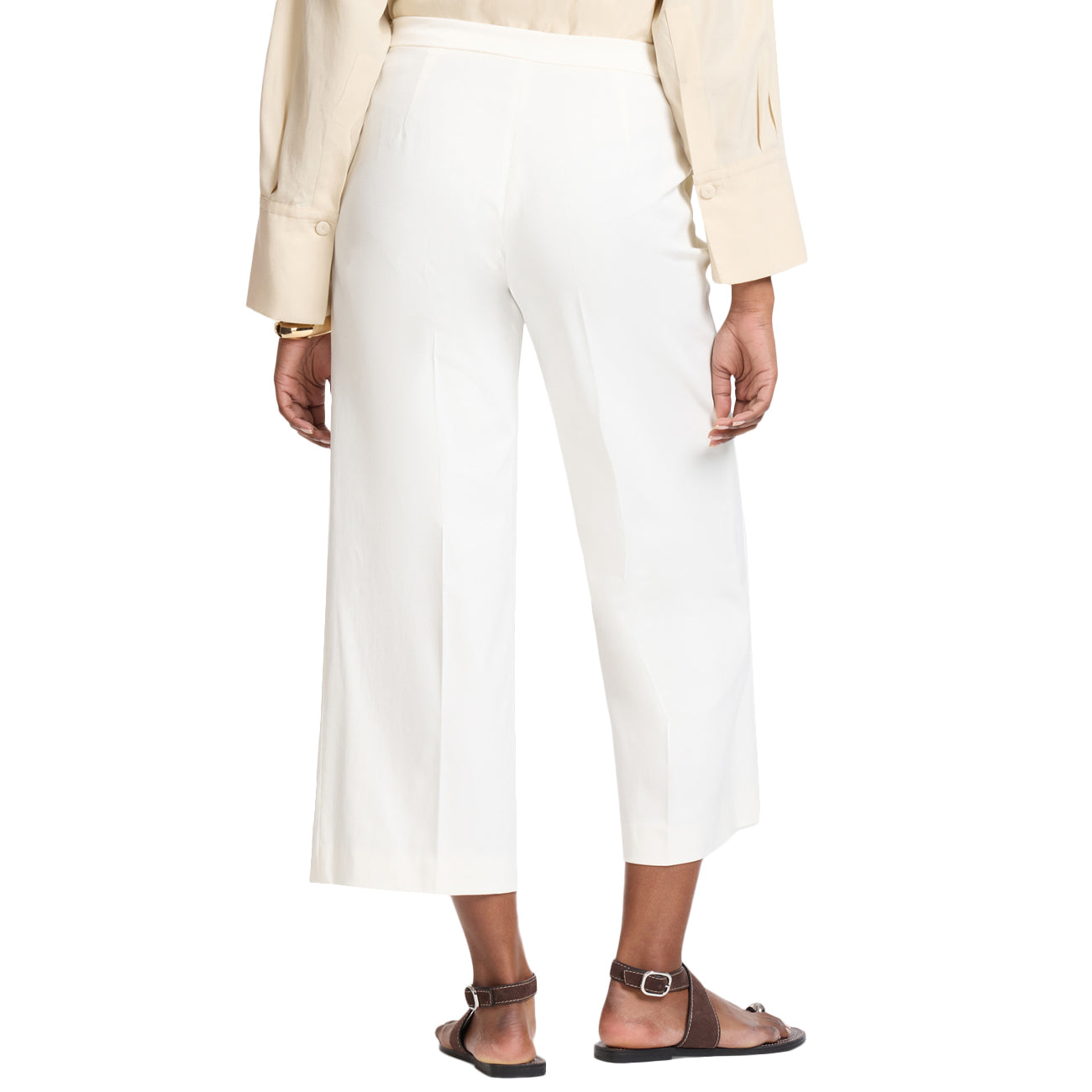 ELENA MIRO' Pantaloni Cropped In Gabardina P020P000470N 011 AVORIO 