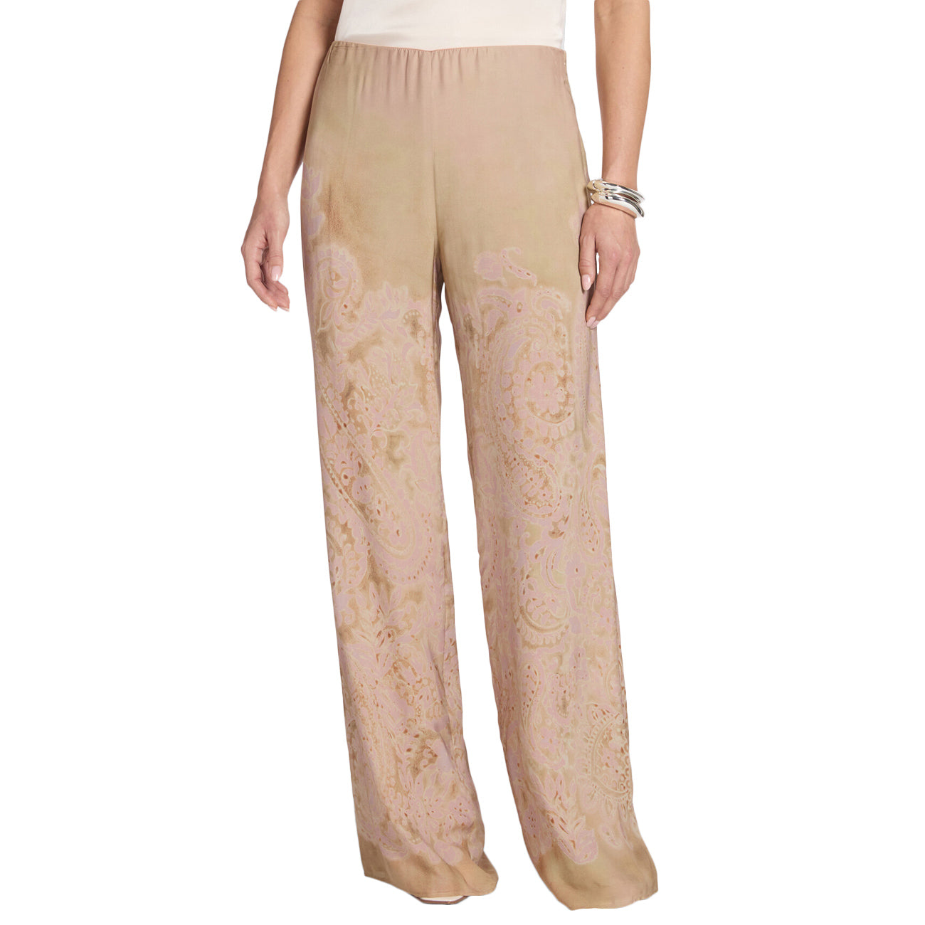 ELENA MIRO' Pantaloni Dritti Stampati P026P000479N 01 NATURALE 