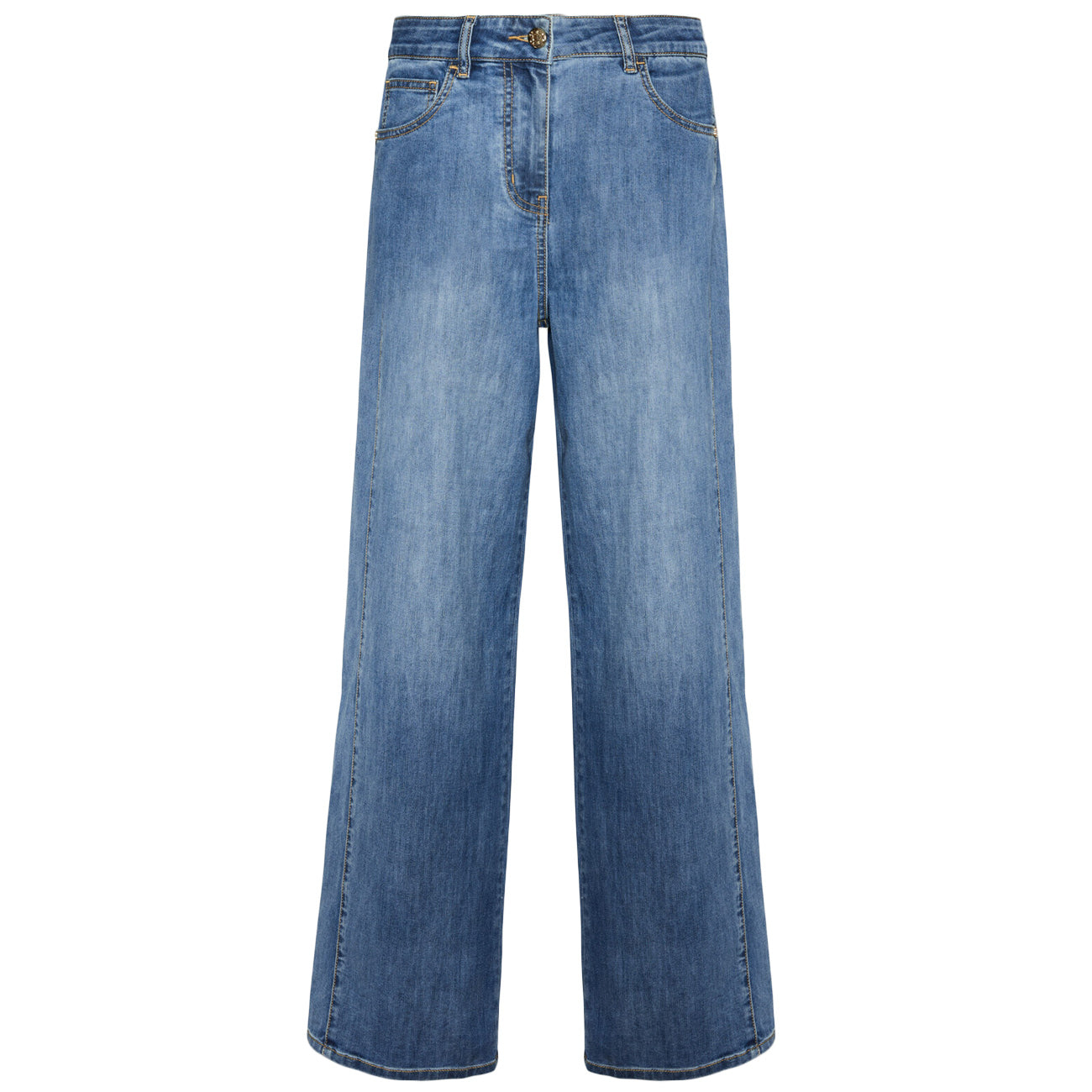 ELENA MIRO' Jeans 5 Tasche Mid Wide Leg, "Wanda" P531P000413N 024 BLU MEDIO 