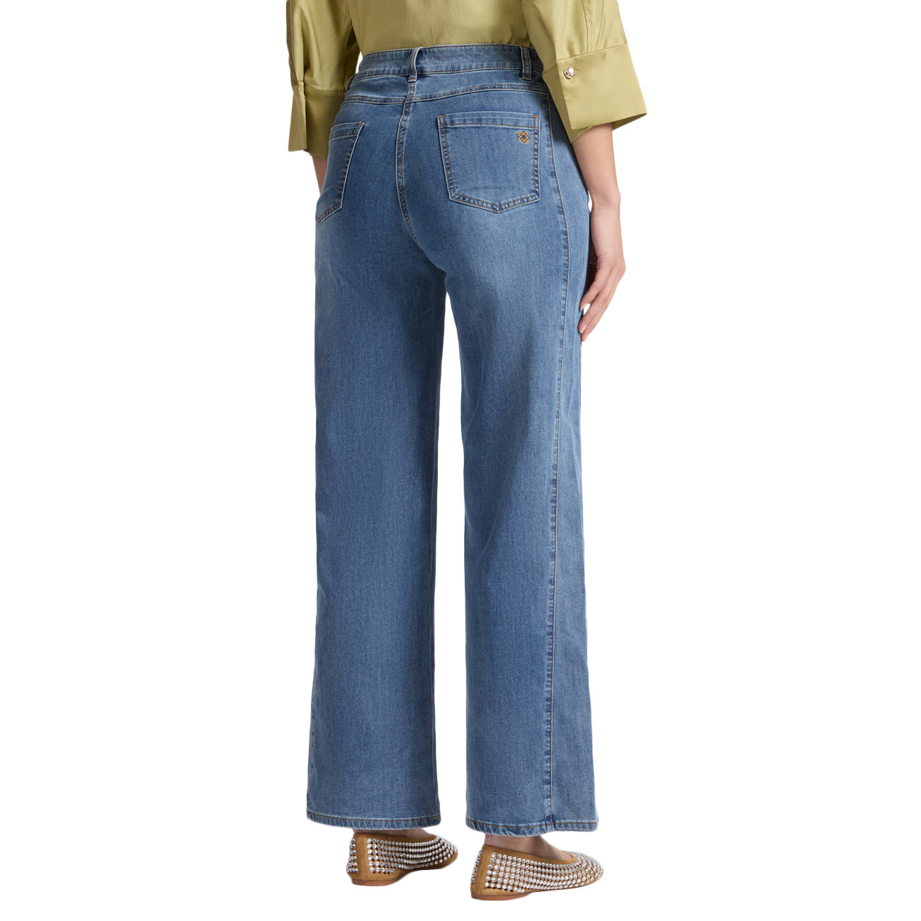 ELENA MIRO' Jeans 5 Tasche Mid Wide Leg, "Wanda" P531P000413N 024 BLU MEDIO 