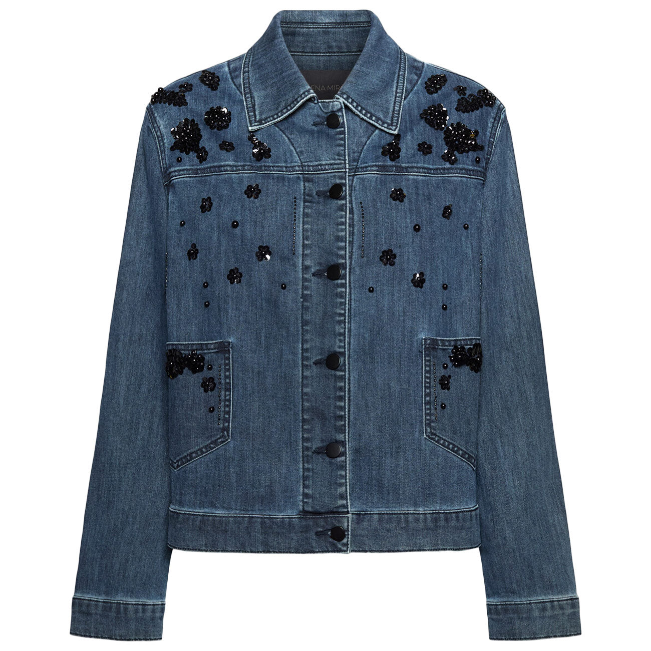 ELENA MIRO' Giacca Boxy In Denim Con Ricami R447P000093N 034 BLU 