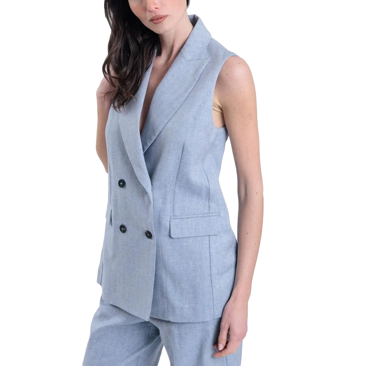 GOODMATCH Blazer Smanicato Lino AB0651 Z63 LIGHT BLUE HERRINGON 