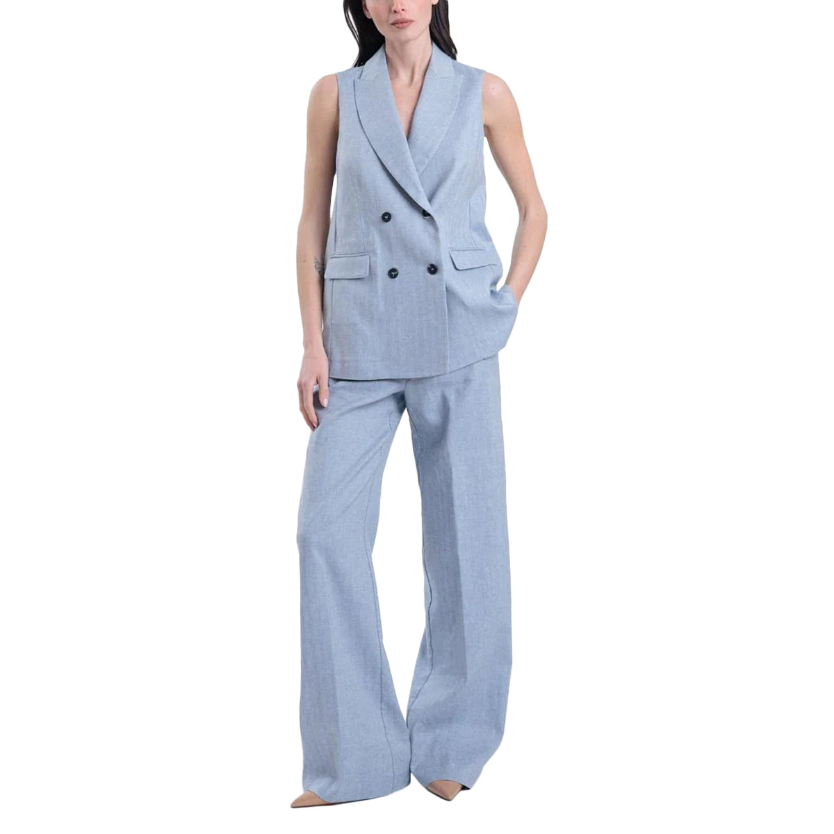 GOODMATCH Blazer Smanicato Lino AB0651 Z63 LIGHT BLUE HERRINGON 