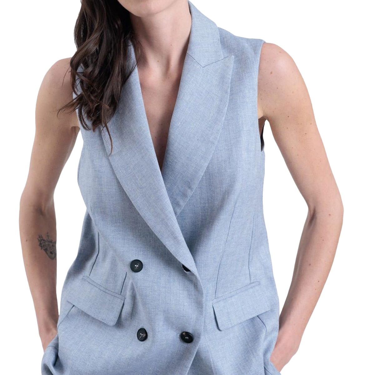 GOODMATCH Blazer Smanicato Lino AB0651 Z63 LIGHT BLUE HERRINGON 