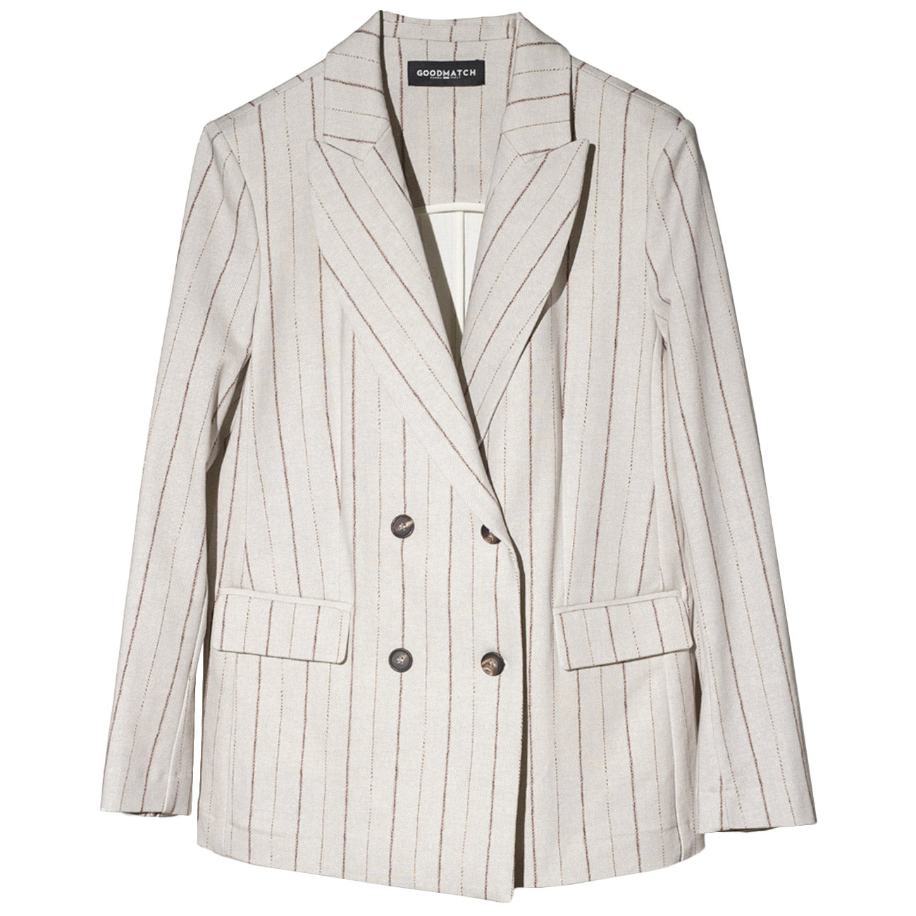 GOODMATCH Blazer Doppiopetto Gessato AB5130 G07 BEIGE PINSTRIPE 