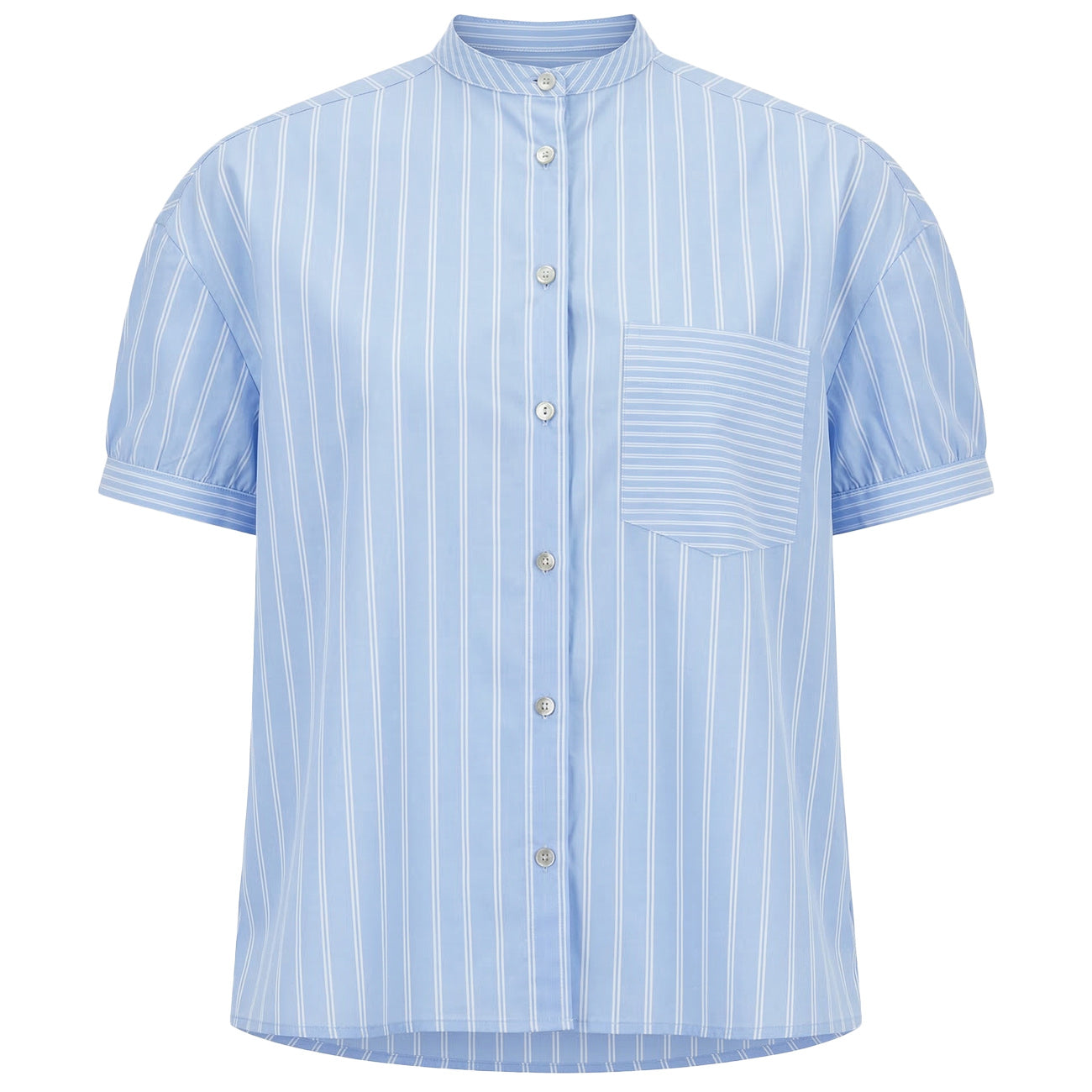MASCHERONI Camicia Coreana A Righe CNF/B013134 B82 BIANCO/AZZURRO 