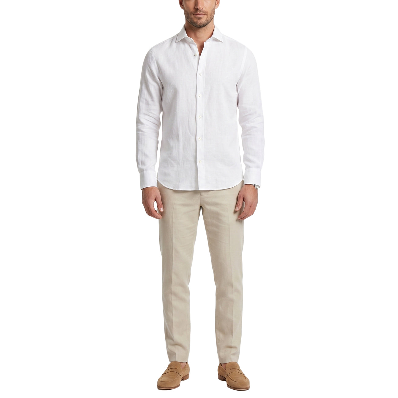 MASCHERONI Mascheroni Camicia Lino Regualr Fit GMB/QE8CUU UA1 BIANCO 