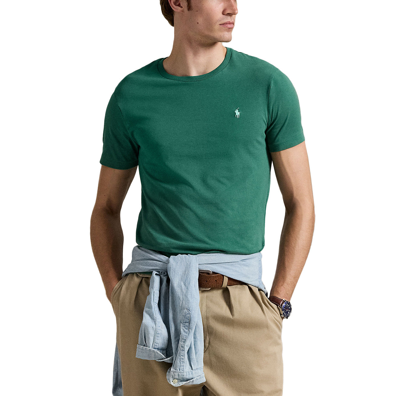 POLO RALPH LAUREN T-shirt Skin-Fit 710671438 422 ANTIQUE GREEN/CREAM 