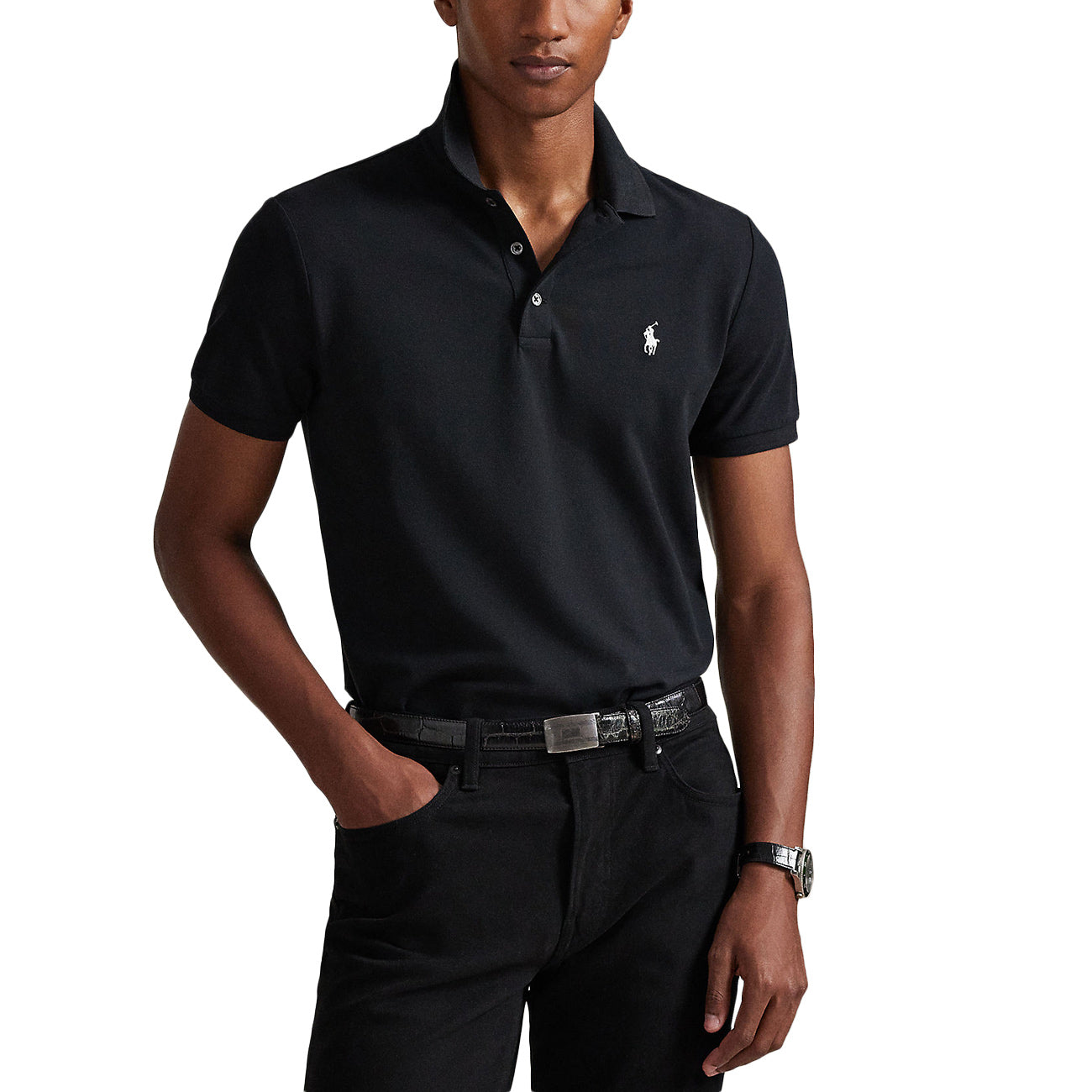 POLO RALPH LAUREN Polo In Rete Elasticizzata Slim Fit 710941439 040 POLO BLACK/C1730SMOKE 