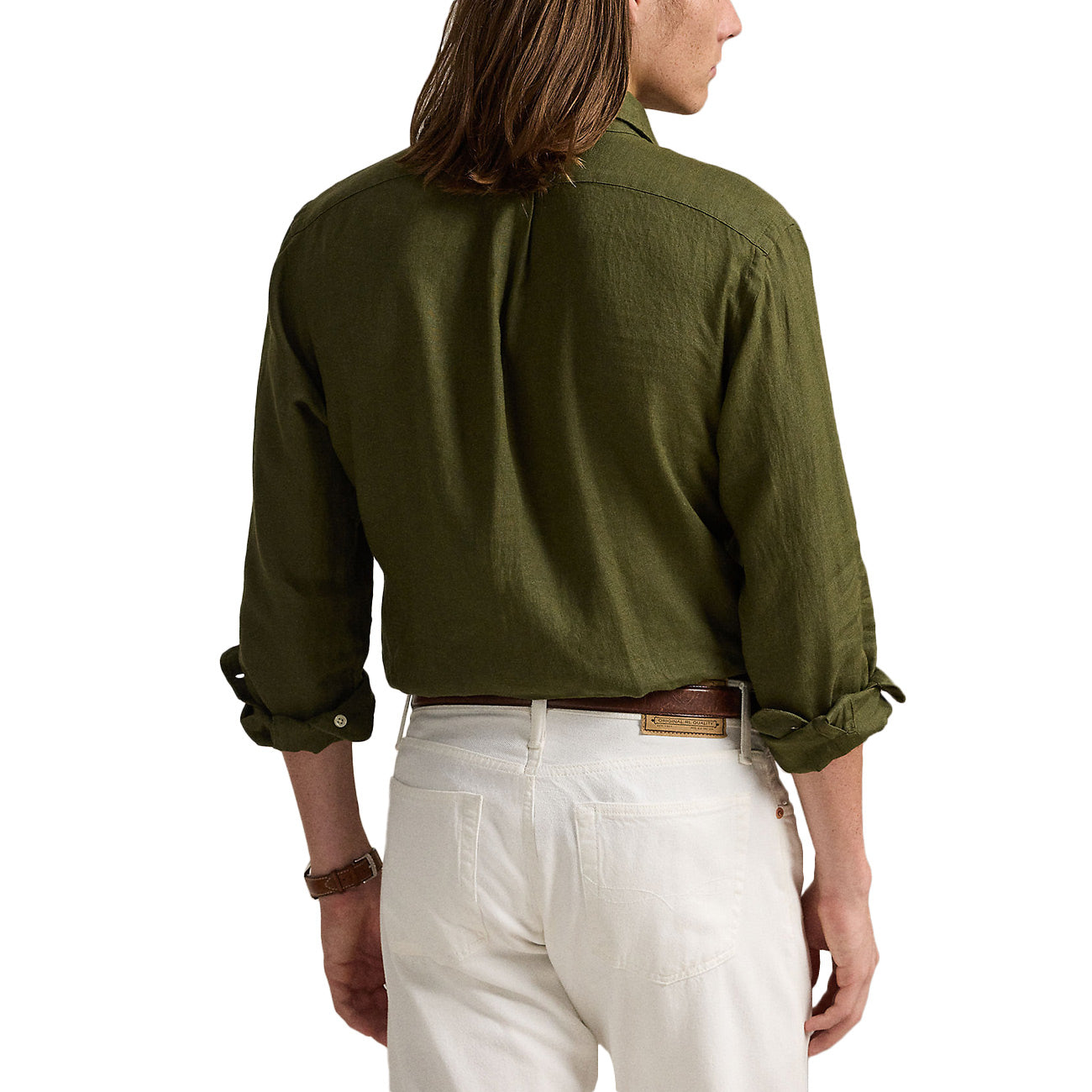 POLO RALPH LAUREN Camicia Di Lino 710966294 004 NEW OLIVE 