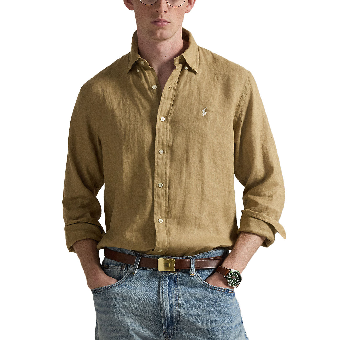 POLO RALPH LAUREN Camicia Di Lino 710966294 511 CAFE TAN 