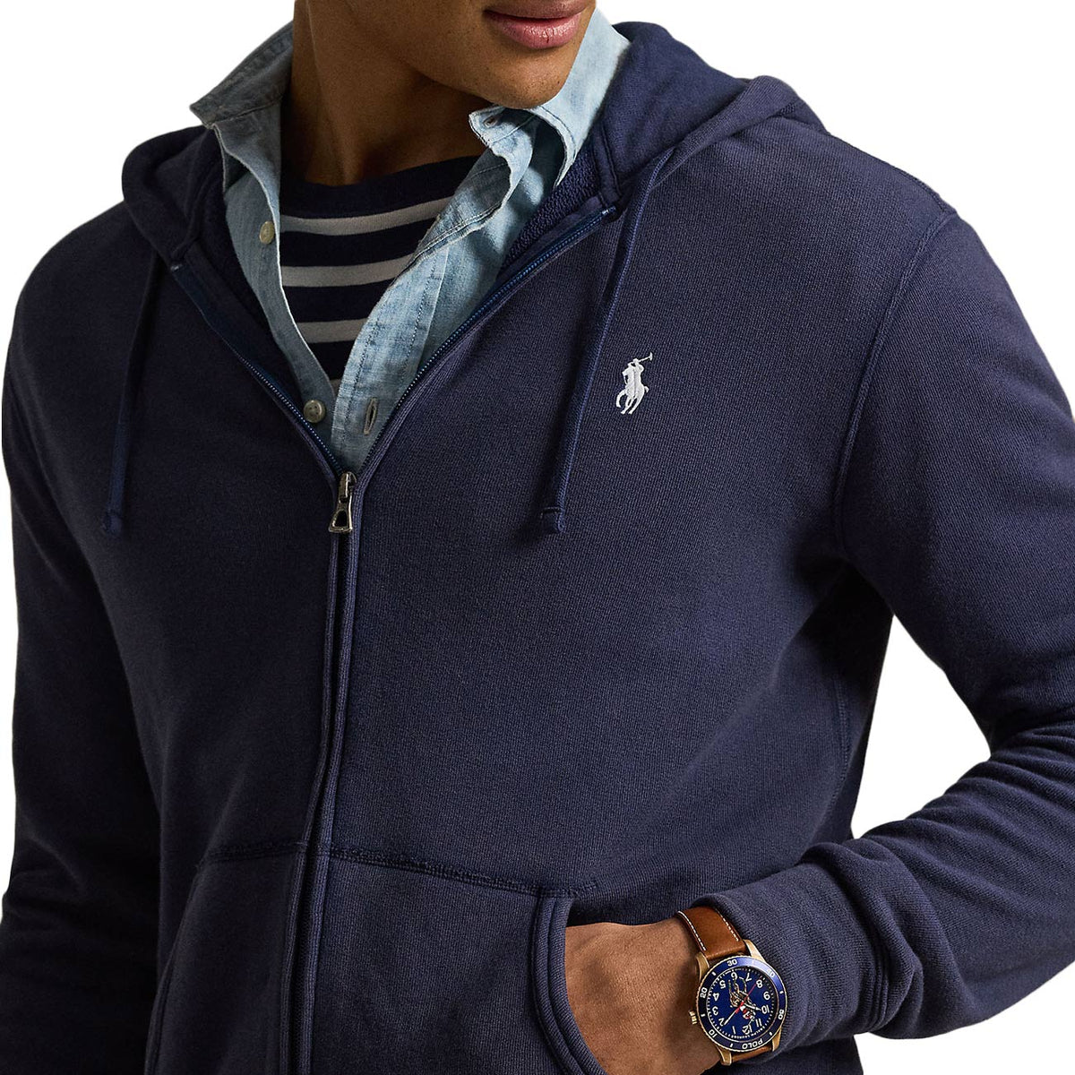 POLO RALPH LAUREN Felpa Con Cappuccio e Zip 710A12480 001 NEWPORT NAVY 