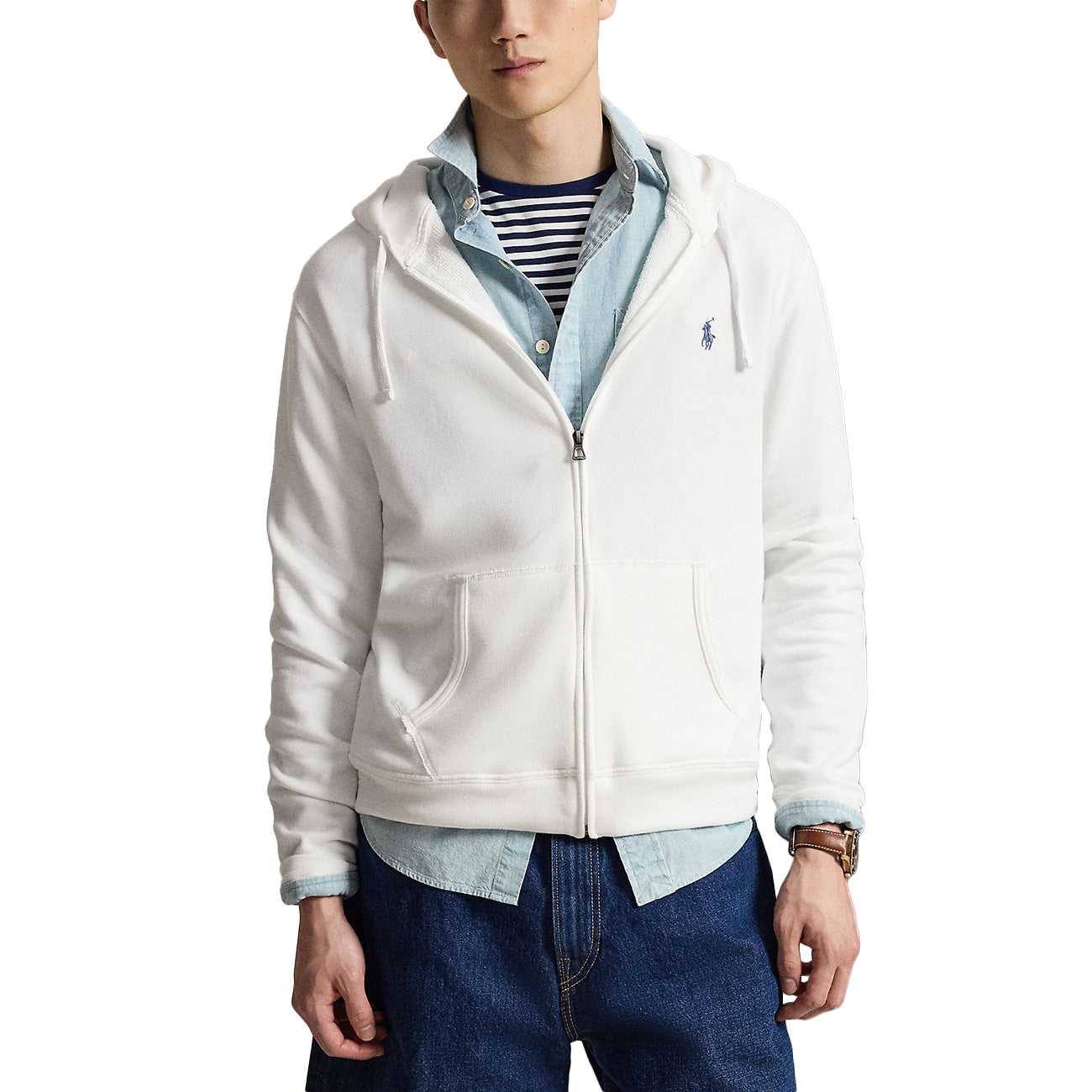 POLO RALPH LAUREN Felpa Con Cappuccio e Zip 710A12480 007 WHITE 
