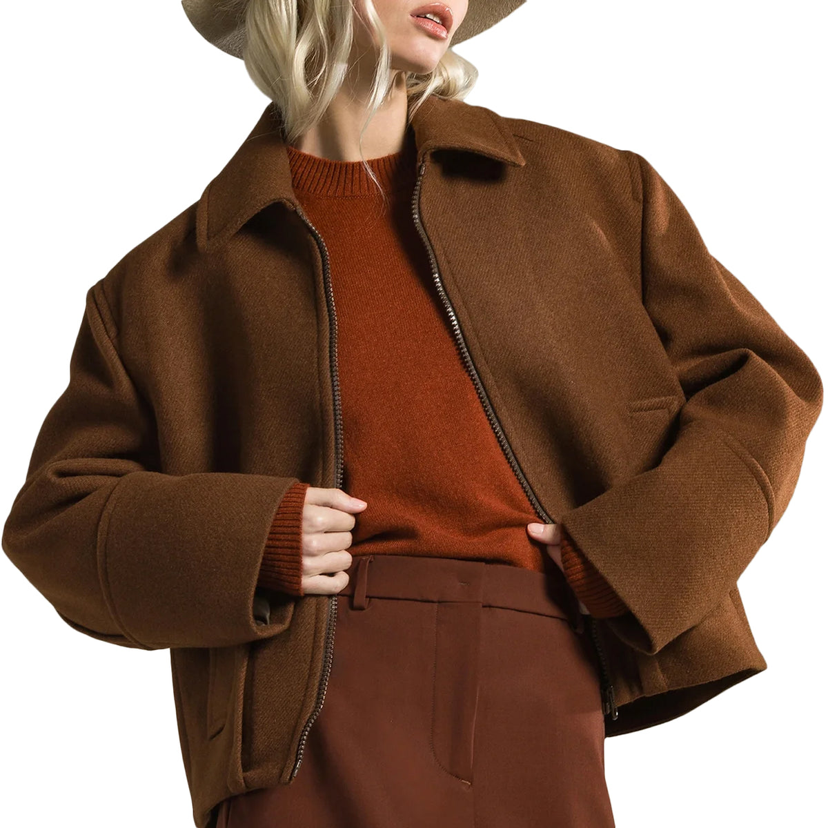 CRUNA Giacca Alki Oversized Cropped ALKI2728 133 CIOCCOLATO 
