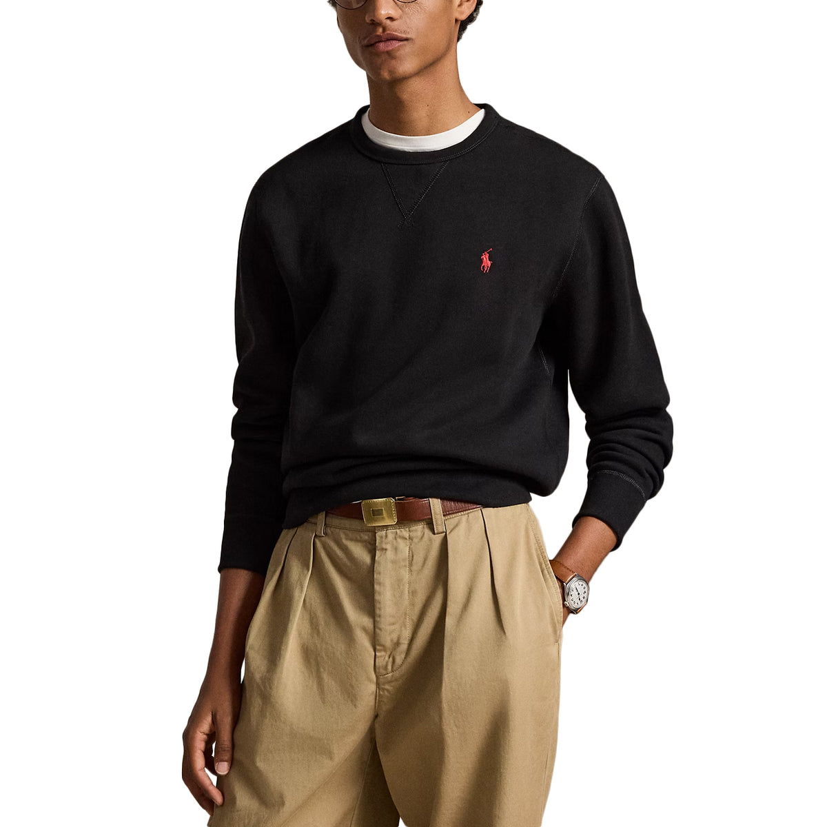 POLO RALPH LAUREN Felpa Sleeve-Knit Girocollo 710766772 001 POLO BLACK 