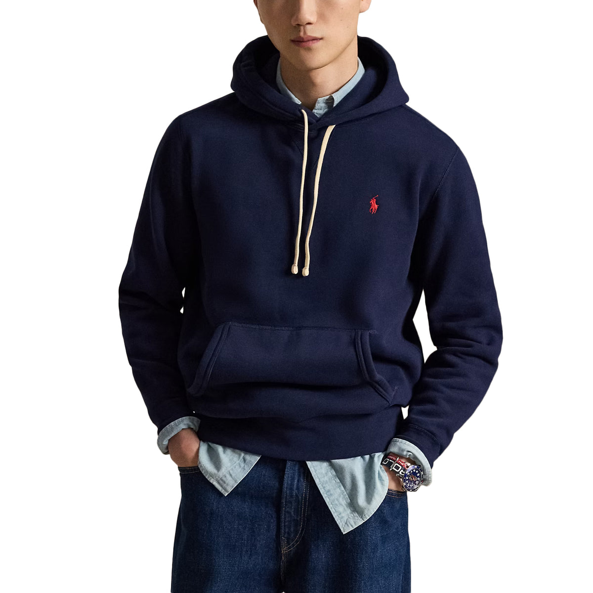 POLO RALPH LAUREN Felpa Sleeve-Knit Con Cappuccio 710766778 007 CRUISE NAVY 